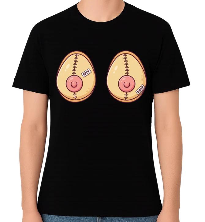 Funny Fake Boobs Costume Graphic Unisex T-Shirt Party Joke Humour Tee S