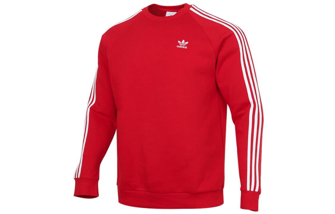Adidas Originals 3 Stripes Sweatshirts Men s Red Crew Neck Moderate Regular GN3484 S