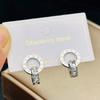 Stainless Steel Gold Silver Color Roman Numeral Zircon Stud Earrings Fashion Luxury Waterproof Earrings for Women Jewelry Gift
