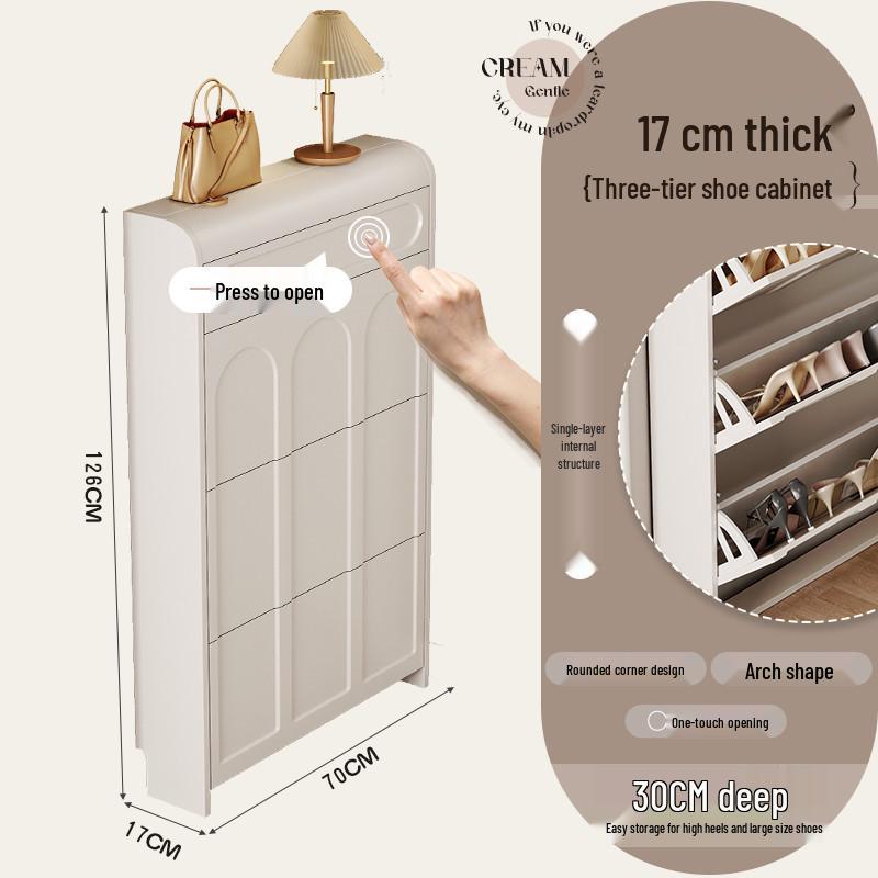 Ultra-Thin Flip-Top Shoe Cabinet & Coat Rack for Entryway Hallway Storage