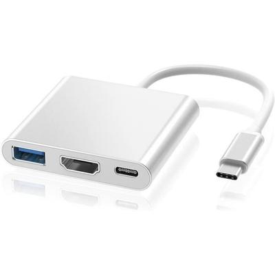 3-in-1 Adapter - ZISONIX - Type C To HDMI - USB 3.0 - Charging Port - Compatible with Windows and Macbook