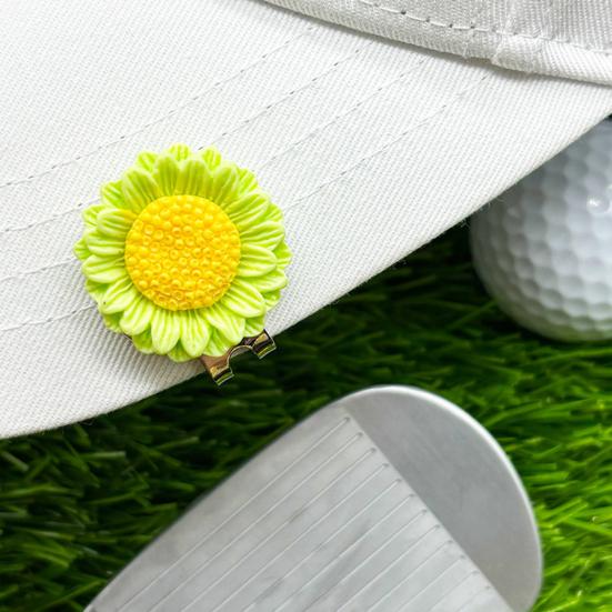 Magnetic Golf Ball Marker with Hat Clip Sunflower Shape Magnet Ball Marker Cap Clip Set for Men Women Golfers Bags Belts Visors Accessories