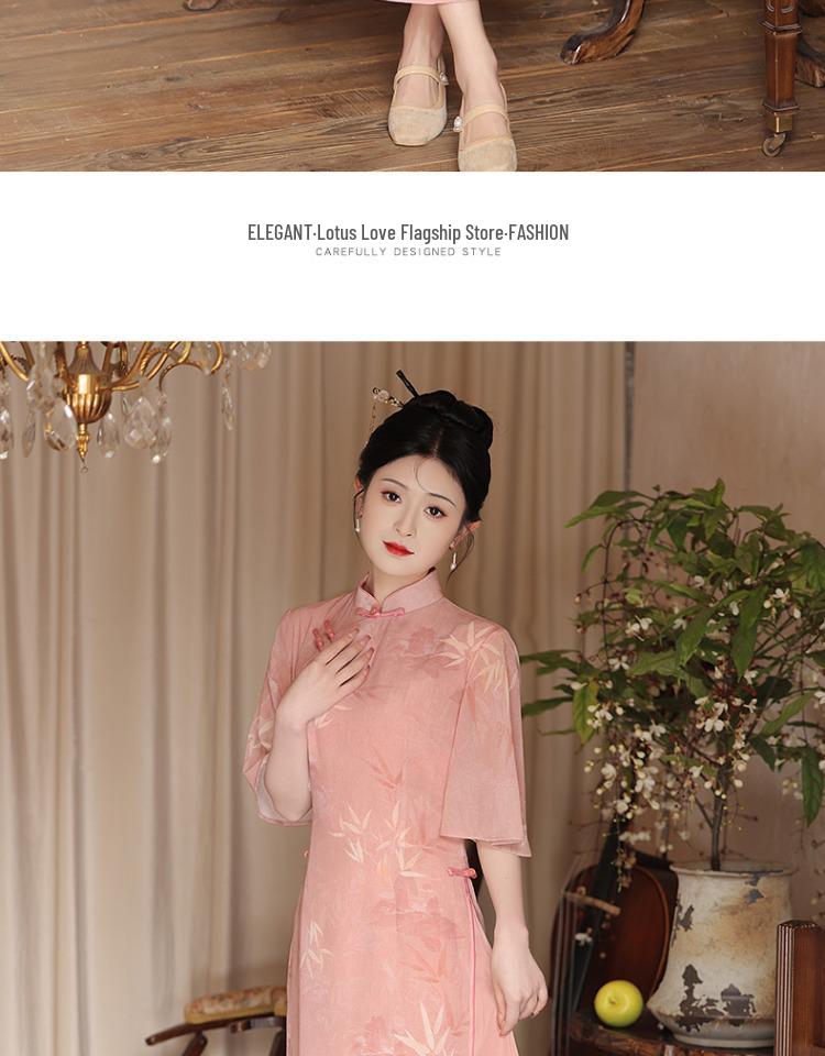 Orchid Green Summer 2025 Cheongsam: Chinese-Style Young Girl's Ao Dai Tea Dress for College Send-Off