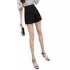 Summer 2024 Women's Black A-line High Waist Wide Leg Suit Shorts - Loose-Fit, Slimming Korean Style