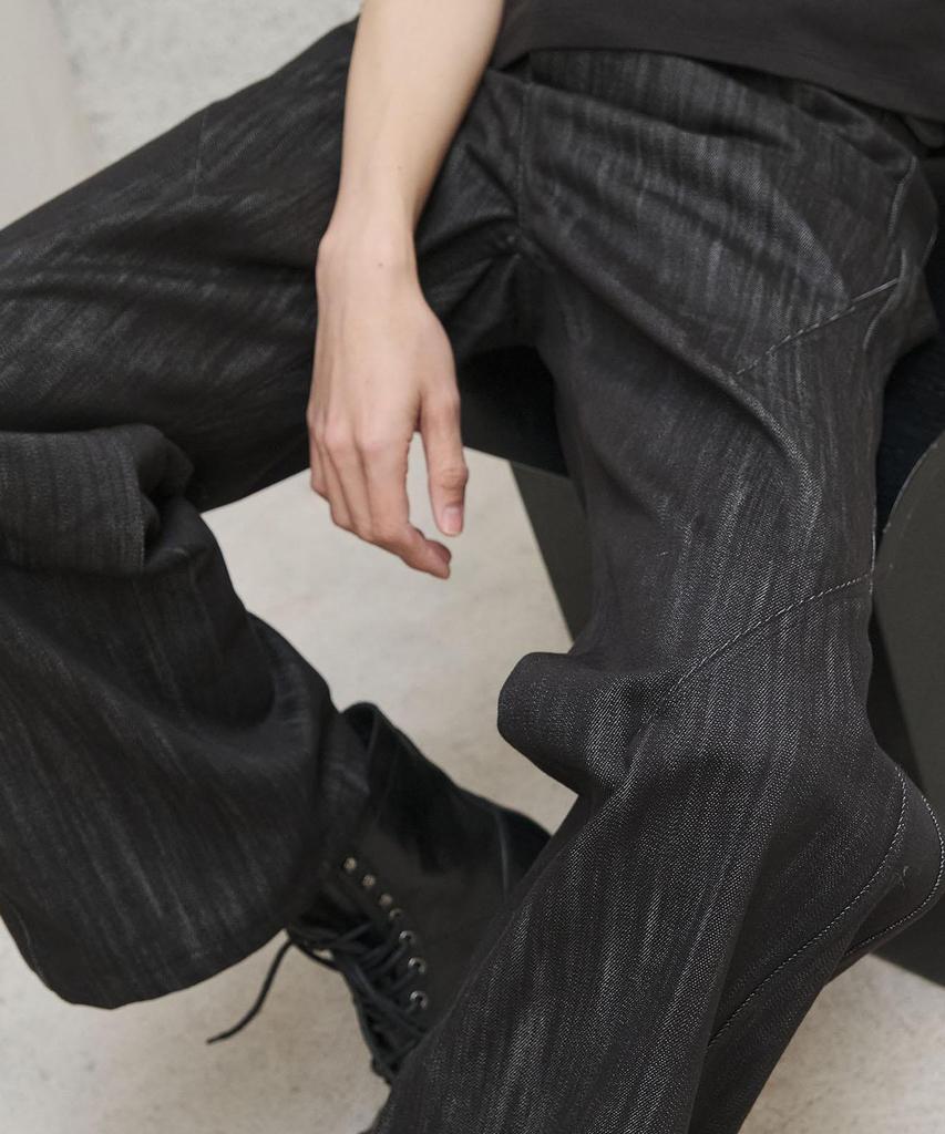 SENTAIR Dart Wide Flare Cotton Pants_Black