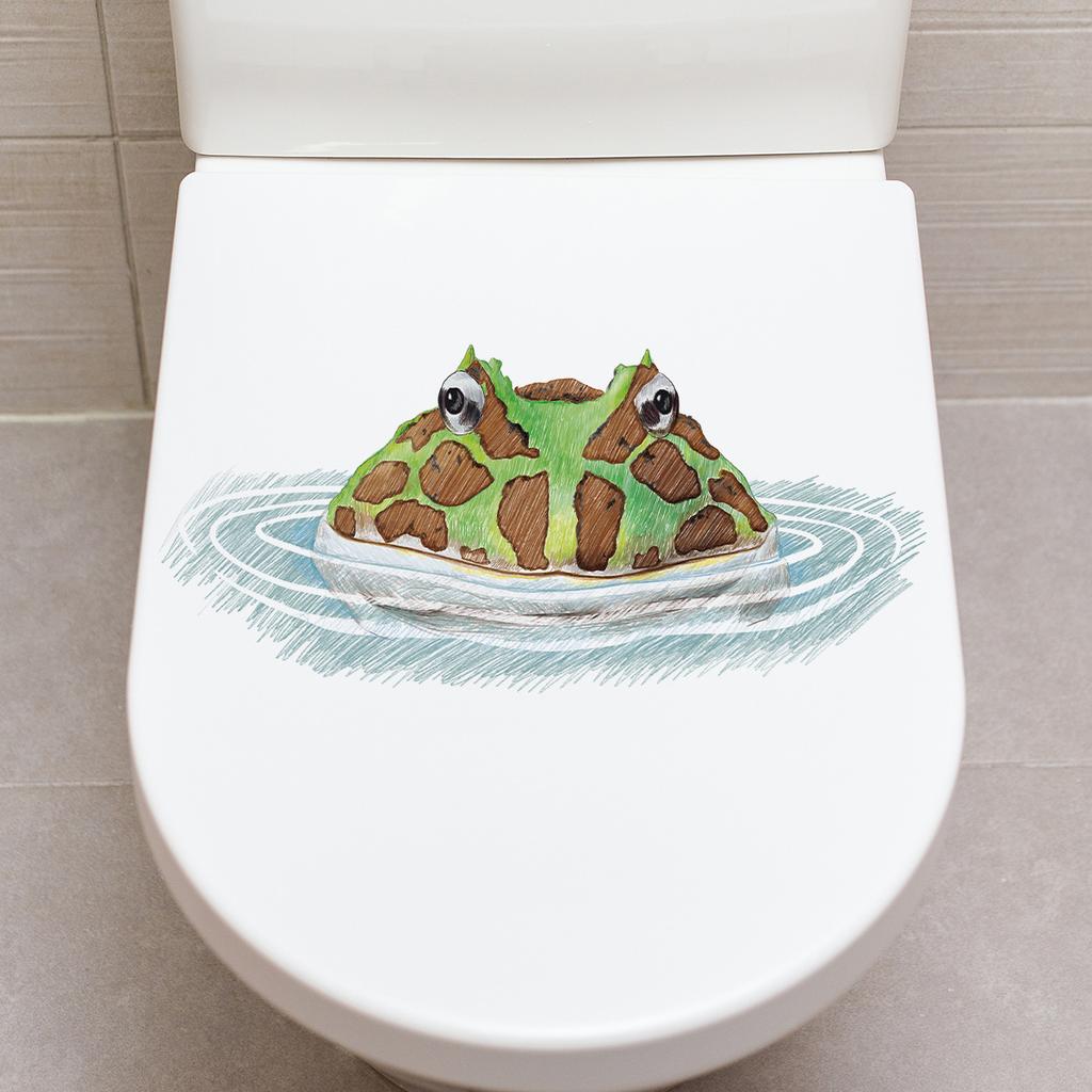 Goofy Frog Toilet Stickers, Creative Waterproof Removable Self-Adhesive for Bathroom Home Decor