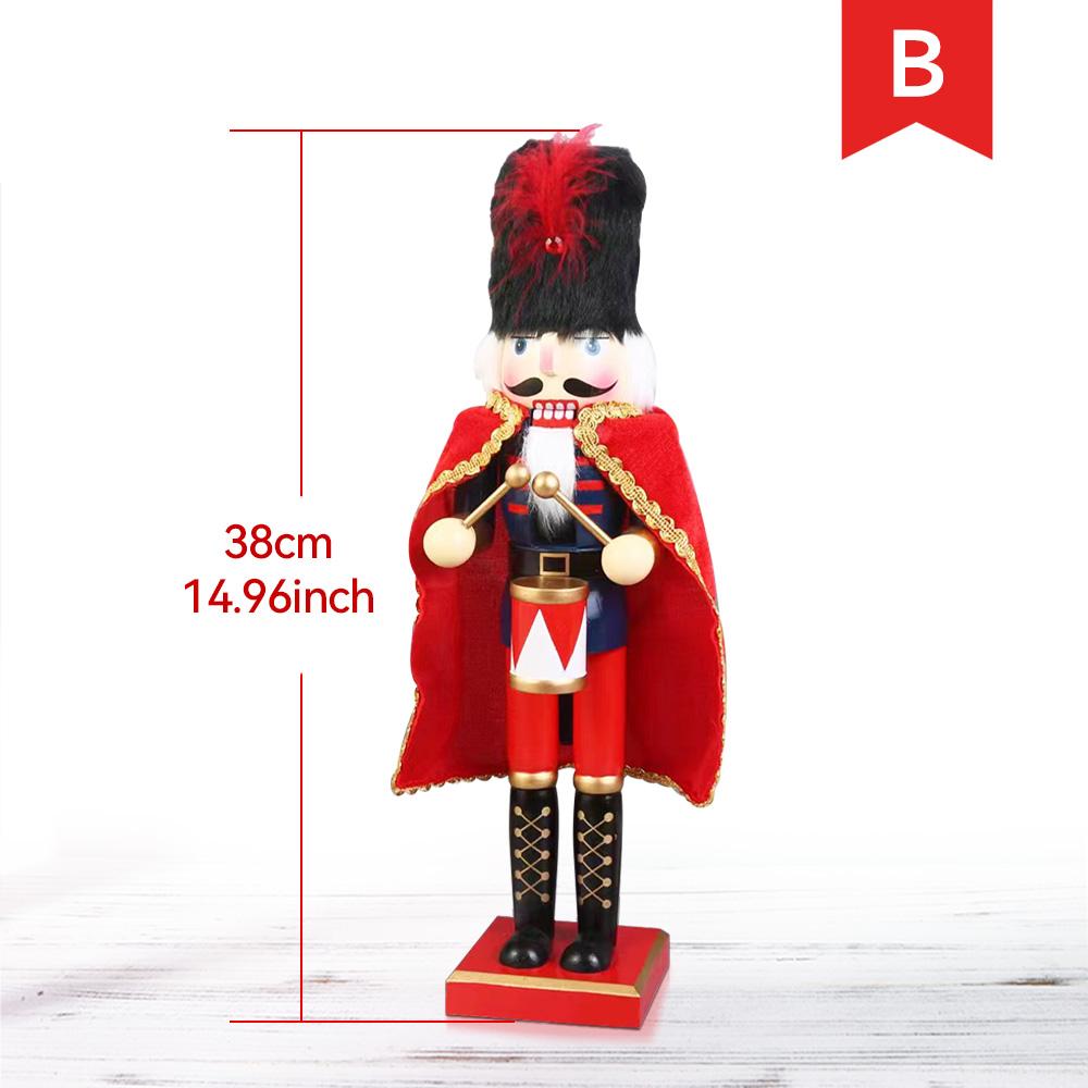 38CM Nutcracker Miniatures Wooden Nutcracker Puppet Ornament Desktop Decoration Cartoon Walnut Soldier Christmas Home Decoration