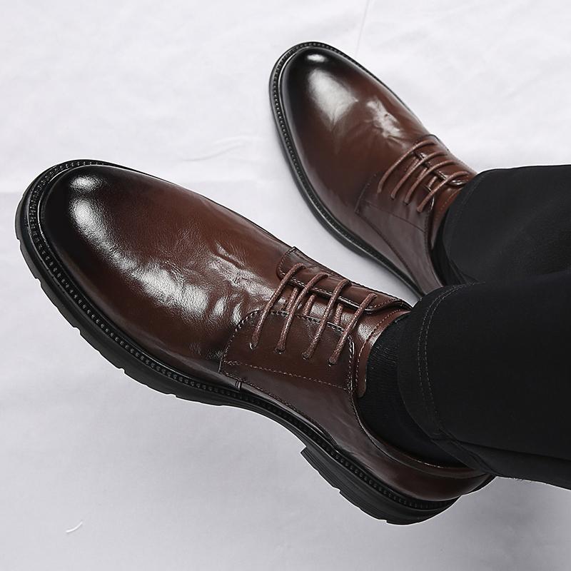 Sapatos de Festa de Casamento para Homens com cadarço Sapatos Sociais Formais para Homens Bico Fino Couro Preto masculinos Casuais de Negócios para Escritório