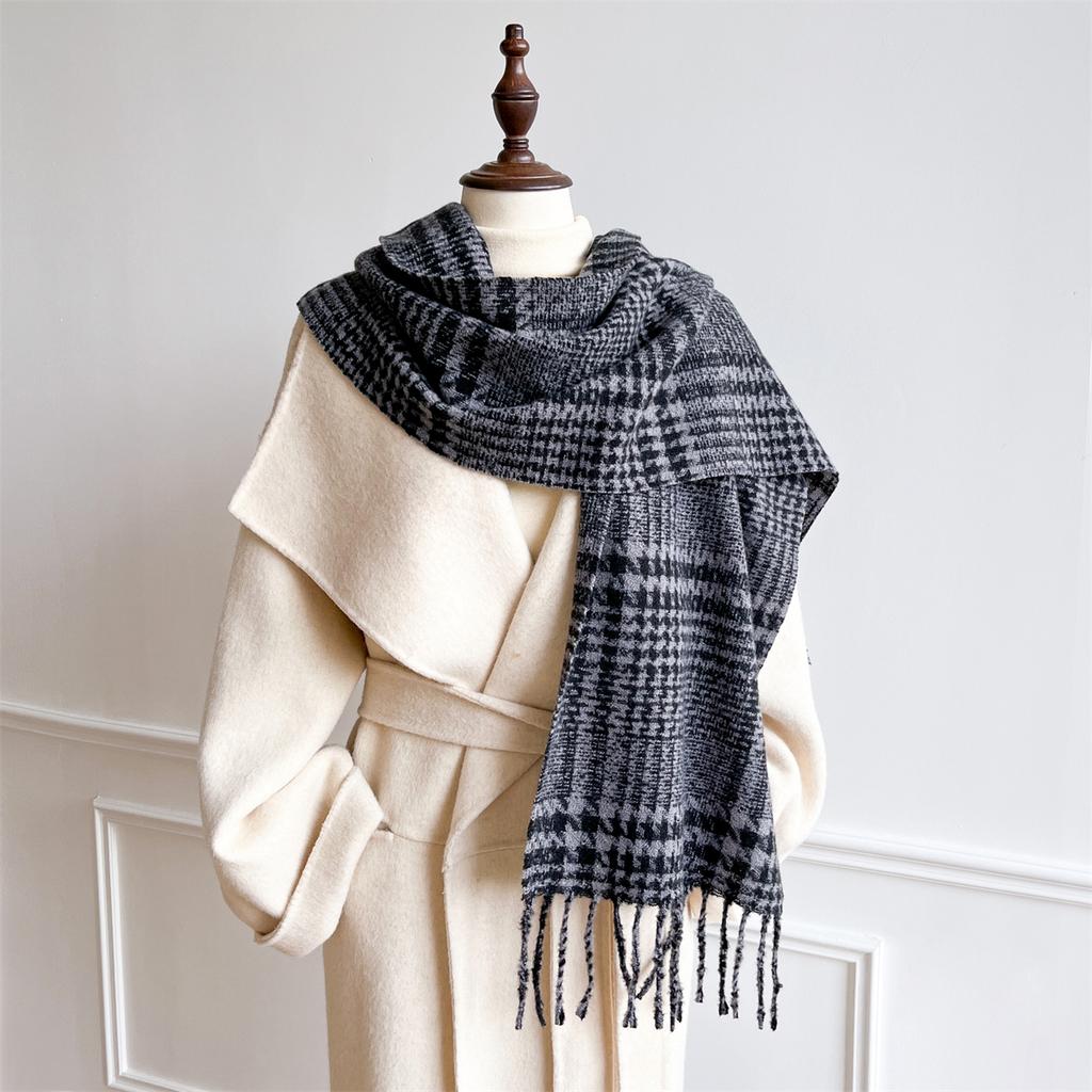 Fashion Plaid Designer Winter Warm Scarf Women Pashmina Cashmere Shawl Stripe Blanket Wrap Outdoor Travel Warm Lady