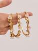 18K Gold-Plated Stainless Steel Zirconia Flower C-Shaped Open Bangle