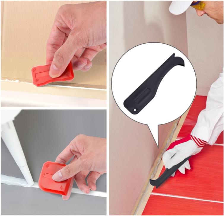 12 Pieces Caulking Tool Kit Silicone Sealant Finishing Tool Grout Scraper Caulk Remover and Caulk Nozzle