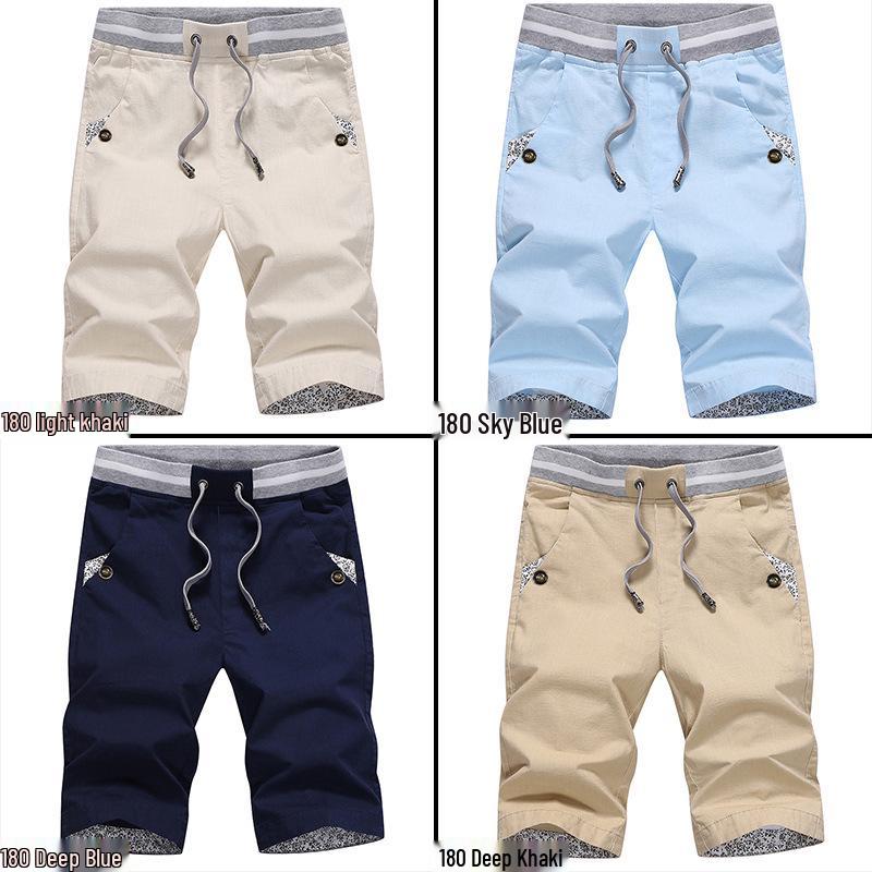 Men's Summer Slim Fit Linen Shorts: Korean Style, Casual, Mid-Length, Cotton Blend