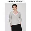 UR Women's Faux Two-Piece Color-block V-Neck Slim Fit Short T-Shirt UWM450159