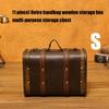 Wooden Trunk Faux Leather Handle Carrying Case Portable Storage Container For Jewelry Cosmetics And Collectibles