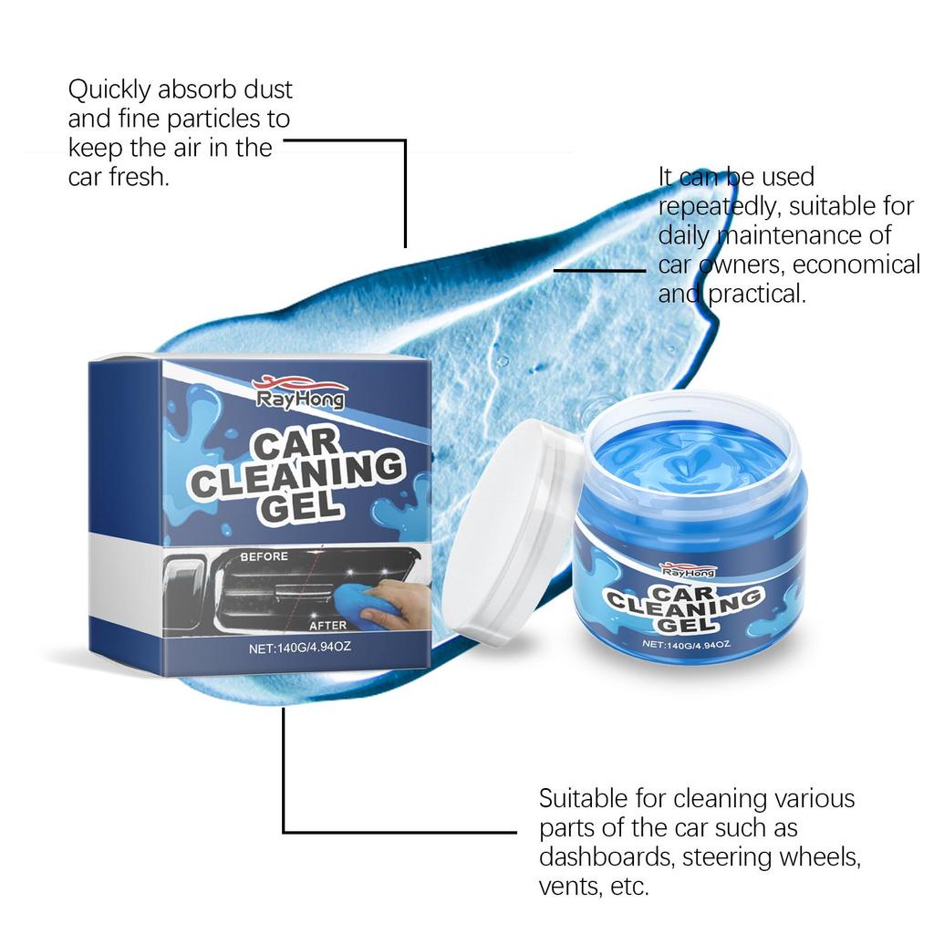 Rayhong Car Cleaning Gel, multi-functional soft gel for cleaning car interior gaps and air vents, 140g