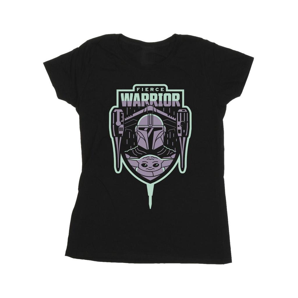 Star Wars Womens/Ladies The Mandalorian Fierce Warrior Patch Cotton T-Shirt