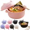 Ramen-Nudelschüssel-Set Tragbare Mikrowellen-Ramen-Schüssel mit Stäbchen, Löffel und Gabel Unverzichtbar für Studentenwohnheime für Mädchen und Jungen