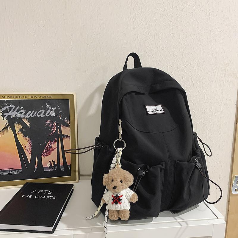 

Nylon Casual Backpack With Color Block Design For Students And Daily Use чёрный
