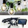 Vintage LED solární vodotěsná venkovní světelná řetěz pro dekoraci zahrady a terasy