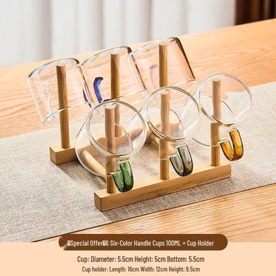 MULTIPOTENT 100ml High Borosilicate Glass Cups with Wooden Rack (6-pack)