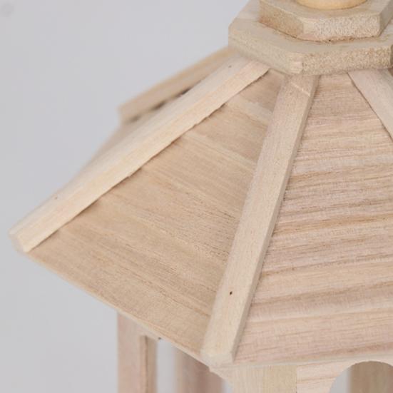 Bird Feeder High Capacity Hexagon Shaped Roof Wood Creative Bird Nest for Garden