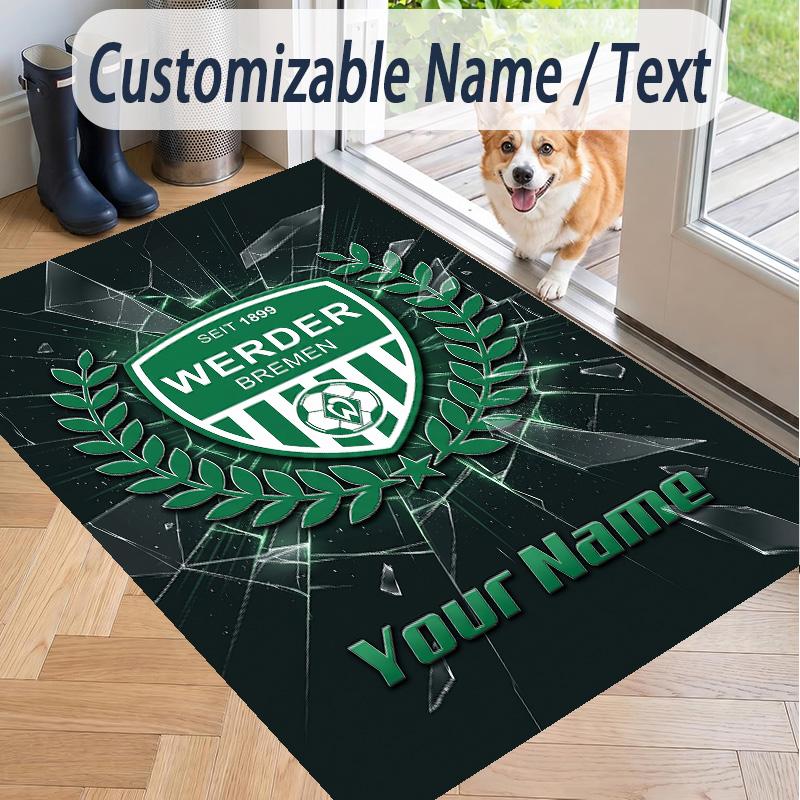 Custom Text Printed Rug Werder Bremen FC Non Slip Floor Carpet For Home Room Decor