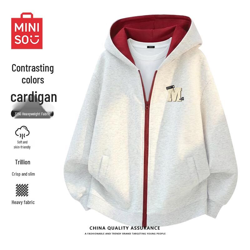 

Miniso Men s Color-Block Heavyweight Hooded Zip-Up Sweatshirt XL