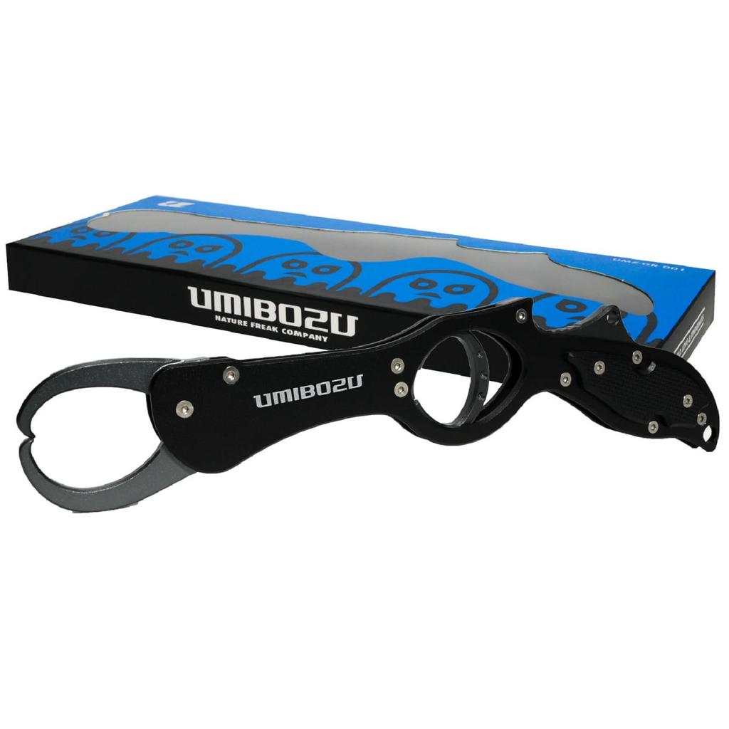 Umibozu Fish Grip, Lightweight Aluminum Rust-Resistant Fish Catcher with Carabiner Rope (2. All Black)