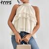 Women's Fashion Casual Solid Color Print Summer Spring Sleeveless Hanging Neck Blouses & Shirts