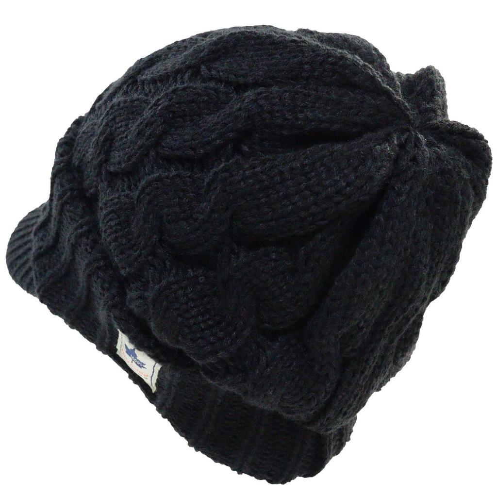 Logos Strickmütze mit Zopfmuster, einfarbig, schwarzer Schirm, Farbe, Strick,