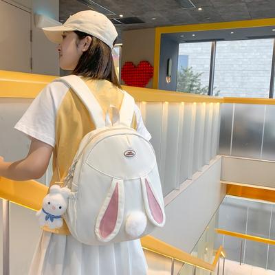Mochila fofa nova para menina 2025 mochila escolar para estudante simples versátil coelho de desenho animado mochila feminina