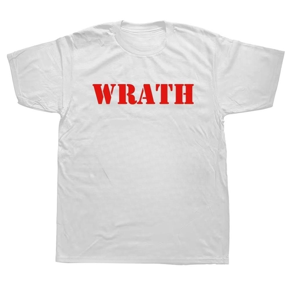 Unisex Cotton Crew Neck Tee with WRATH Print Funny Streetwear Short Sleeve