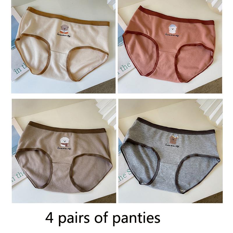 

Осенне-зимние женские трусики из искусственного немецкого флиса с начесом, милые, удобные, подростковые трусики со средней талией и рисунком медведя из мультфильма XL