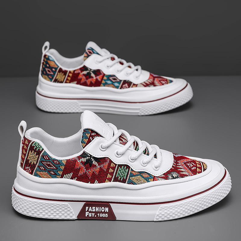 

Кеды мужские весенние новые из принтованной ткани с вышивкой, кеды на платформе, мужские трендовые универсальные удобные повседневные туфли 44