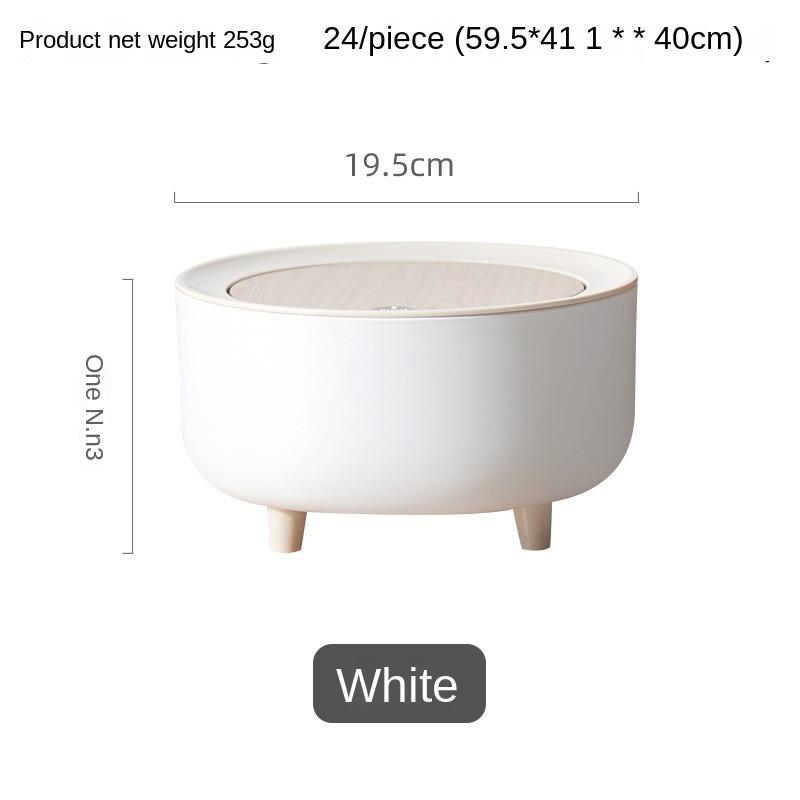 

Desktop Trash Can Household Living Room Push-type Paper Basket Office Peel Paper Waste Basket Dormitory with Lid белый