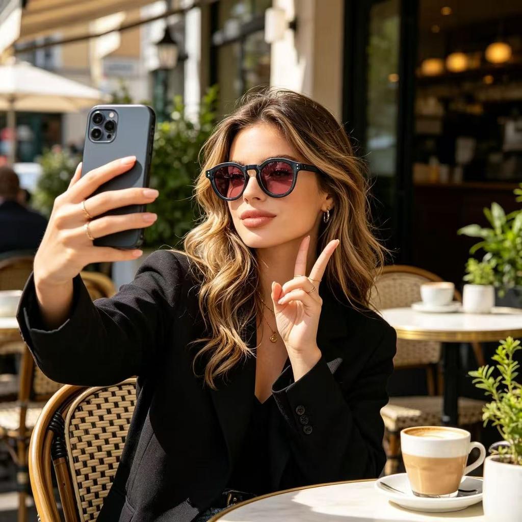 Round frame fashionable European and American style personalized retro casual men and women fashionable outdoor sunscreen trend high-end sunglasses