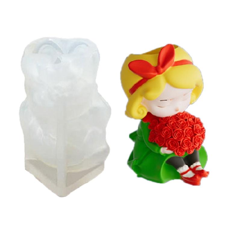 

Creative Gift Silicone Mould Long Hair Girl Planter Theme For Handmade Candle Art Plasters