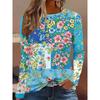 Round Neck 3D Flower Pattern Top Casual Long Sleeved Women's T-shirts - Soft Medium Stretch Polyester Fabric Spring and Autumn Relaxed Fit Clothing