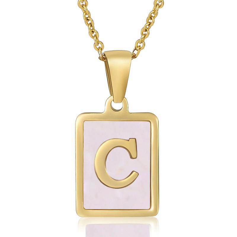 26 English Letter Necklace Women's Versatile 18K Natural Pink Shell Pendant Collarbone Chain 2026