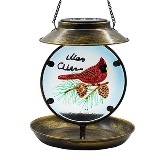 Solar Bird Feeder Decorative Night Light Bird Feeder Waterproof Solar Powered Garden Bird Feeder for Outside Yard Patio