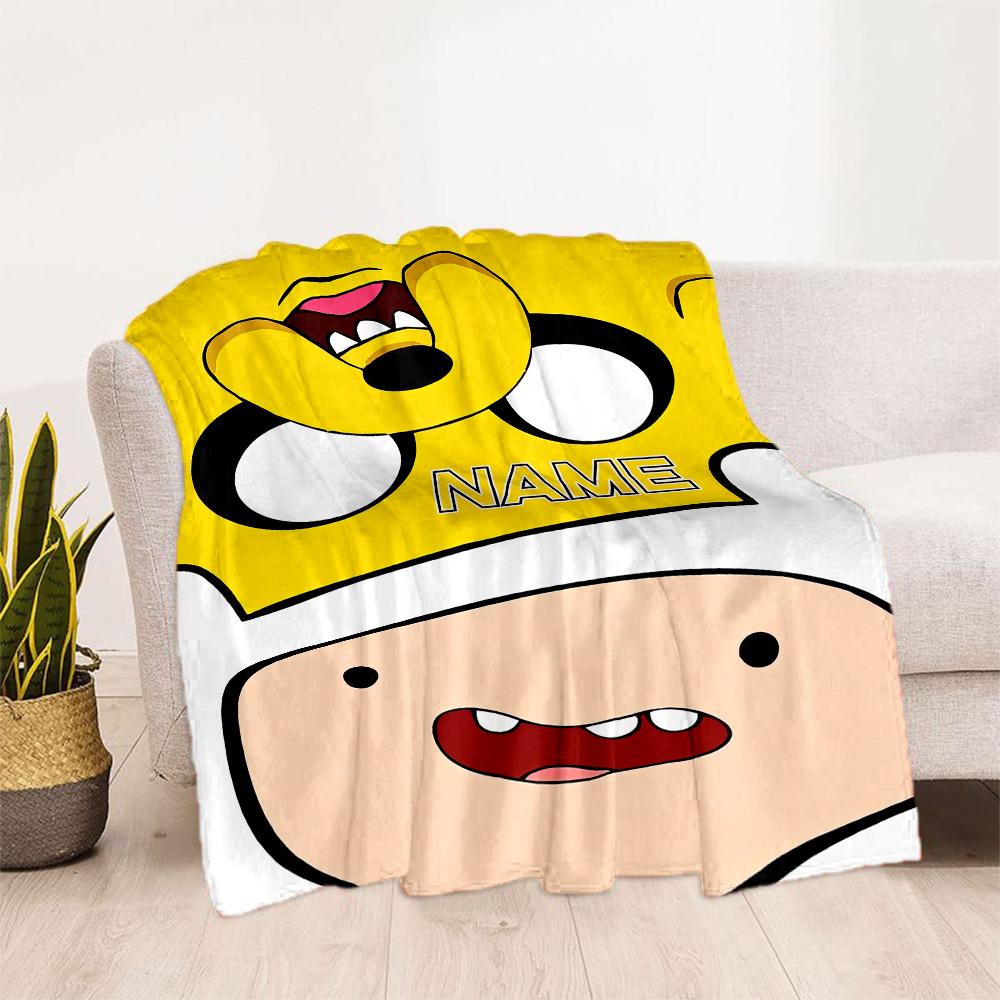 Adventure Time Faces Personalized Text Blanket Multi-purpose Customizable Blanket Ultra-Soft Great for Office Chair Picnics Nap