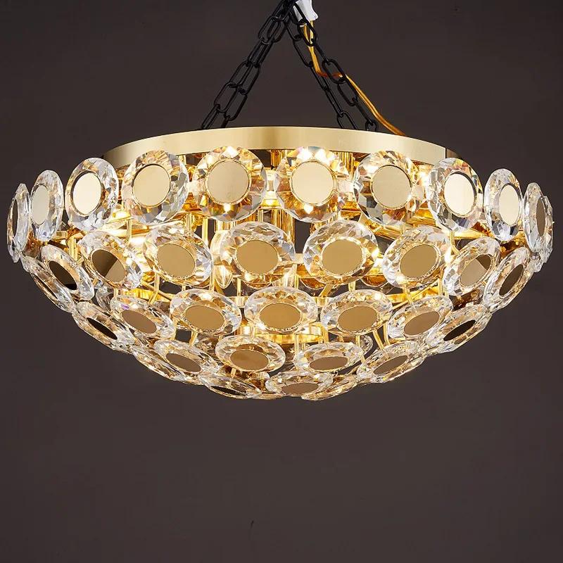 Living room lamp crystal ceiling lamp simple and generous home  bedroom lamp three-color dimming
