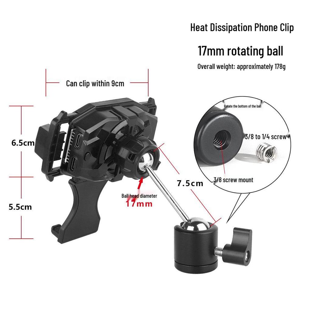 Portable Mobile Phone Cooling Stand with Silent Fan for Live Streaming and Gaming