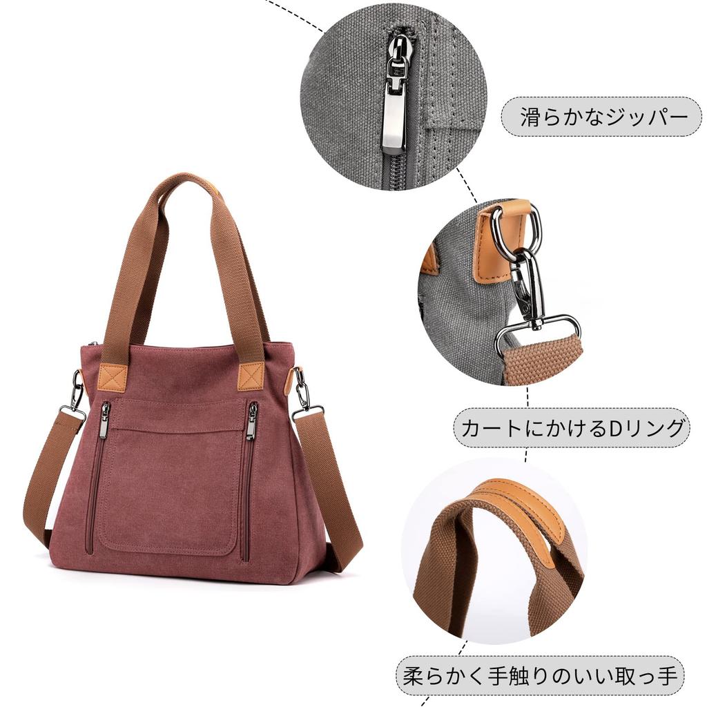 FANDARE Women's Large Capacity Canvas Tote Bag, 2-Way Shoulder Bag, Popular, Simple, Casual, Perfect for Commuting, School, and Travel, Purple