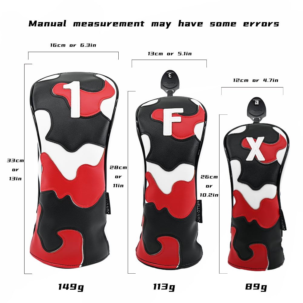 Waterproof Camouflage Golf Headcover for and UT Clubs X Drivers, 440cc, 460cc, Woods, Utilities, (Red Camouflage, Shaft)