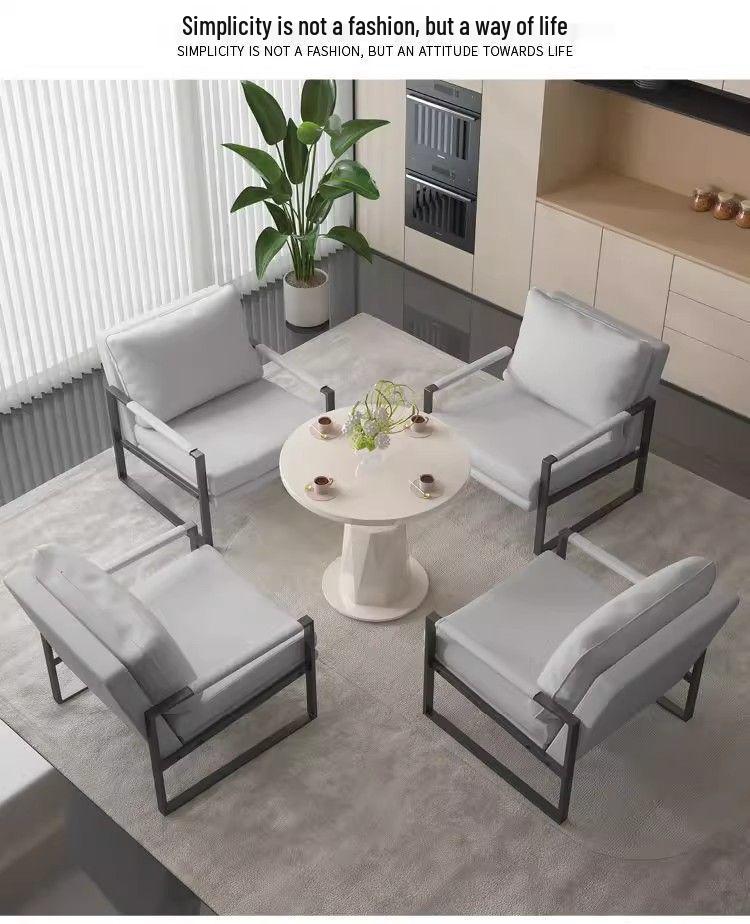 Compact Leather Wrought Iron Chair with Backrest for Home or Office
