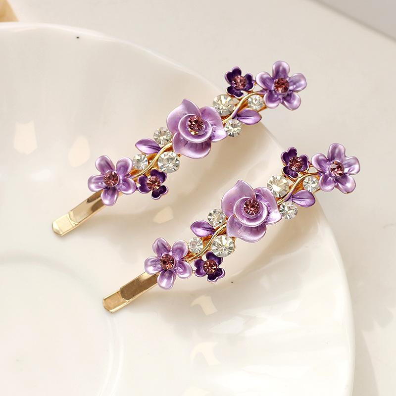 Alloy Color Flower Hair Accessories Girl Hairpin One-Word Hairpin Premium Side Bangs Clip Hairpin