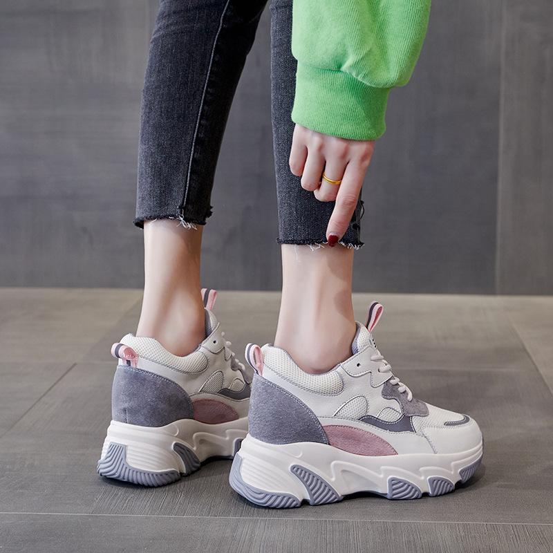 Inner heightening dad shoes CM spring new breathable thick-soled mesh small sports and leisure shoes tide
