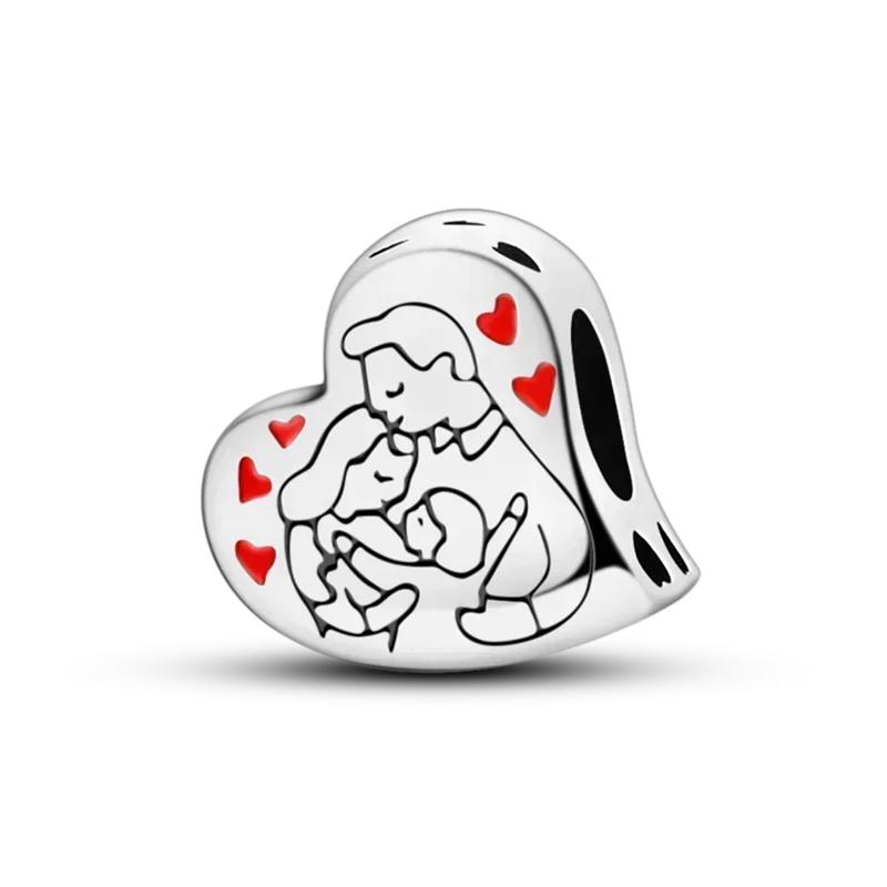 copper Heart Shaped Warm Family Love Mother Pendant Baby Feet Pacifier Charm Bead Charms Bead Charms Compatible With Bracelets Jewellery Gift