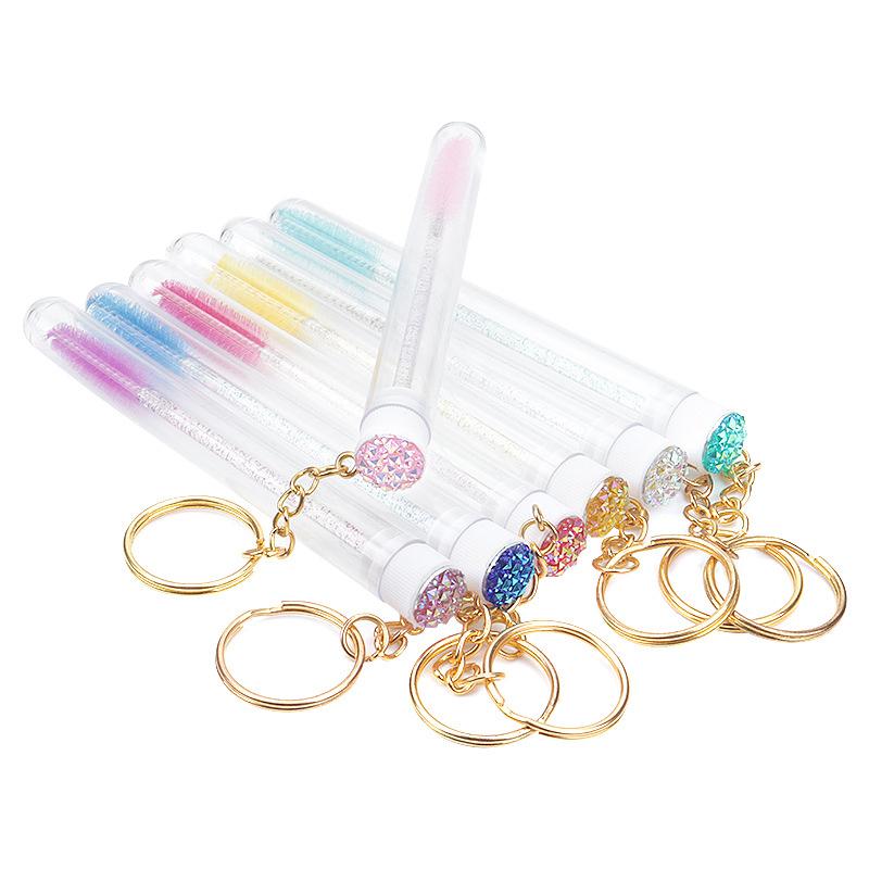 Eyelash Brush With Tube Keychain Resin Drill Eyebrow Mascara Wand Applicator